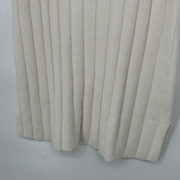 Talbots Tunic Sweater Vest Ivory Cream Ribbed Knit Sleeveless Classic Size M - Picture 4 of 9